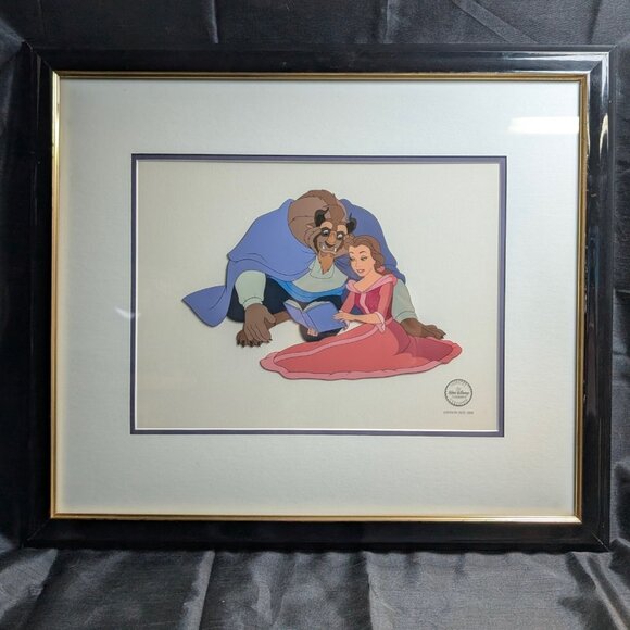 Original WALT DISNEY Beauty & Beast Cozy Couple 5000 Serigraph SeriCel Cel Cell - Picture 1 of 10